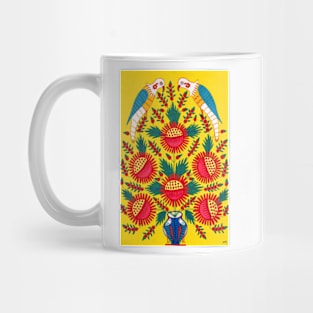 Maria Prymachenko Flowers in a Pot and Parrots Art Print Ukrainian Folk Art Mug